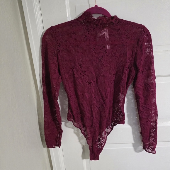 Victoria's Secret Dream Angels Lace Bodysuit Maroon Red Medium - Picture 2 of 12